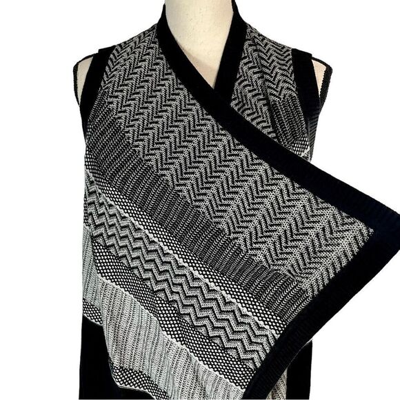 Banana Republic Sleeveless Open Front Waterfall Cardigan XS Black Gray - Picture 3 of 8